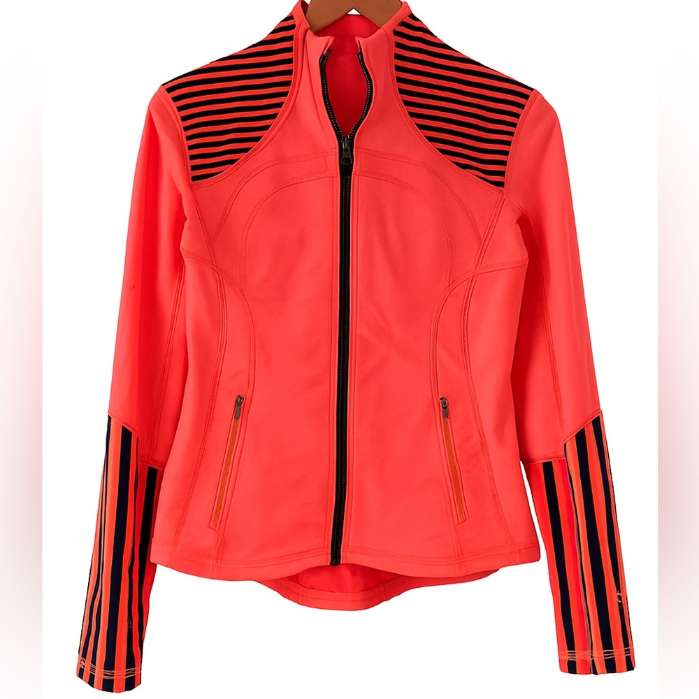 Lululemon Define Jacket Neon Pink Stripe Inset | Size 8